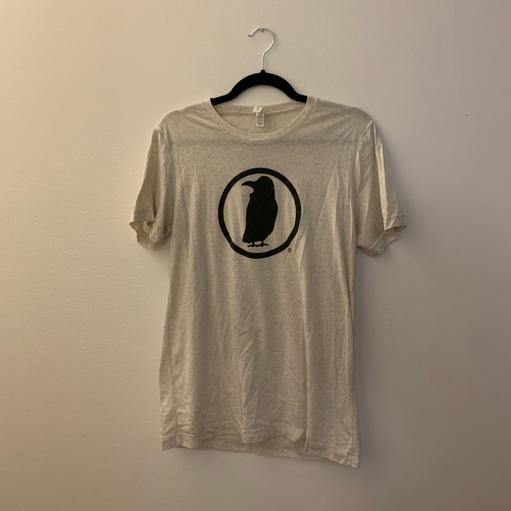 rook coffee logo t shirt in heather oatmeal / cream